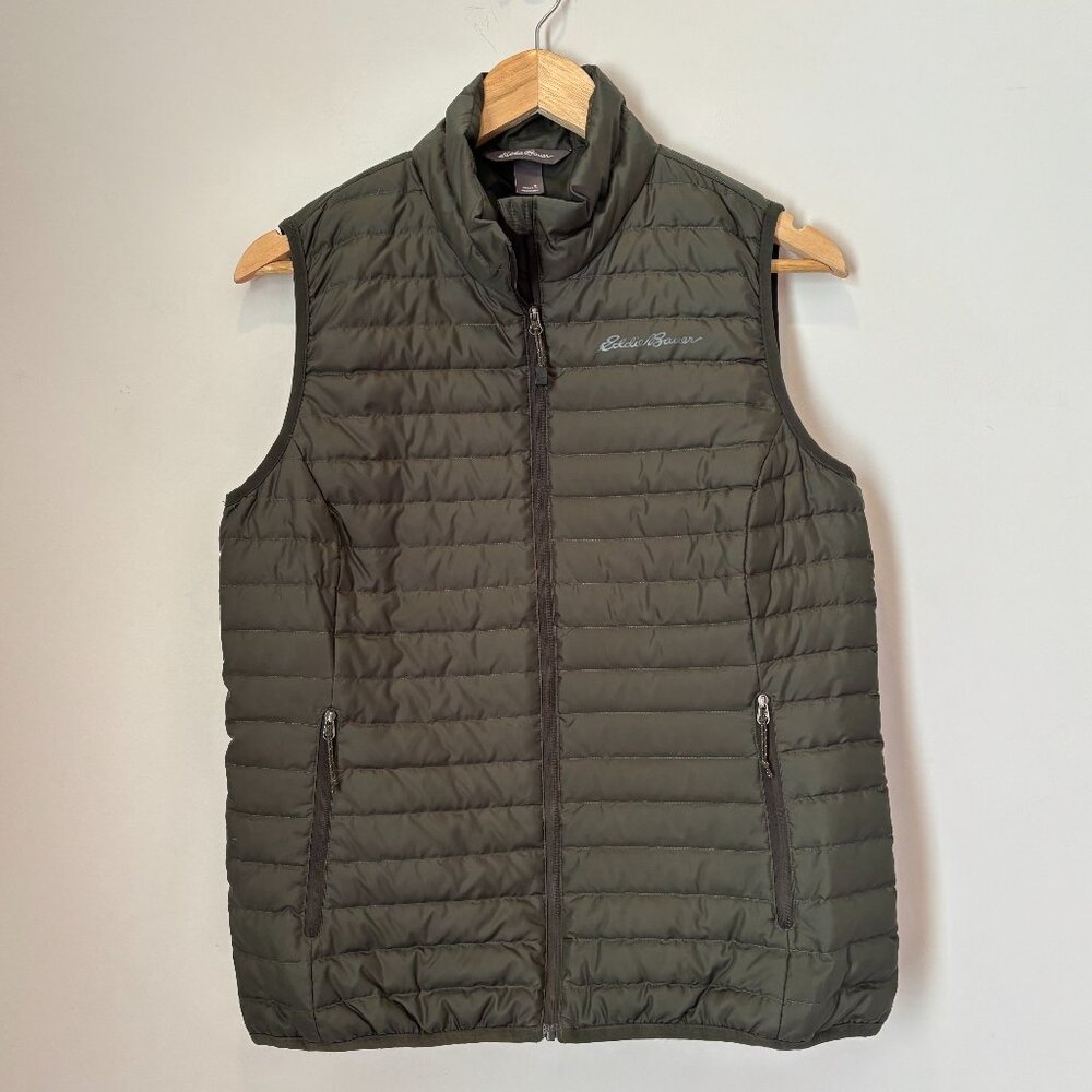 Eddie Bauer EB650 Down Puffer Full Zip Vest Green Size Small Classic L39